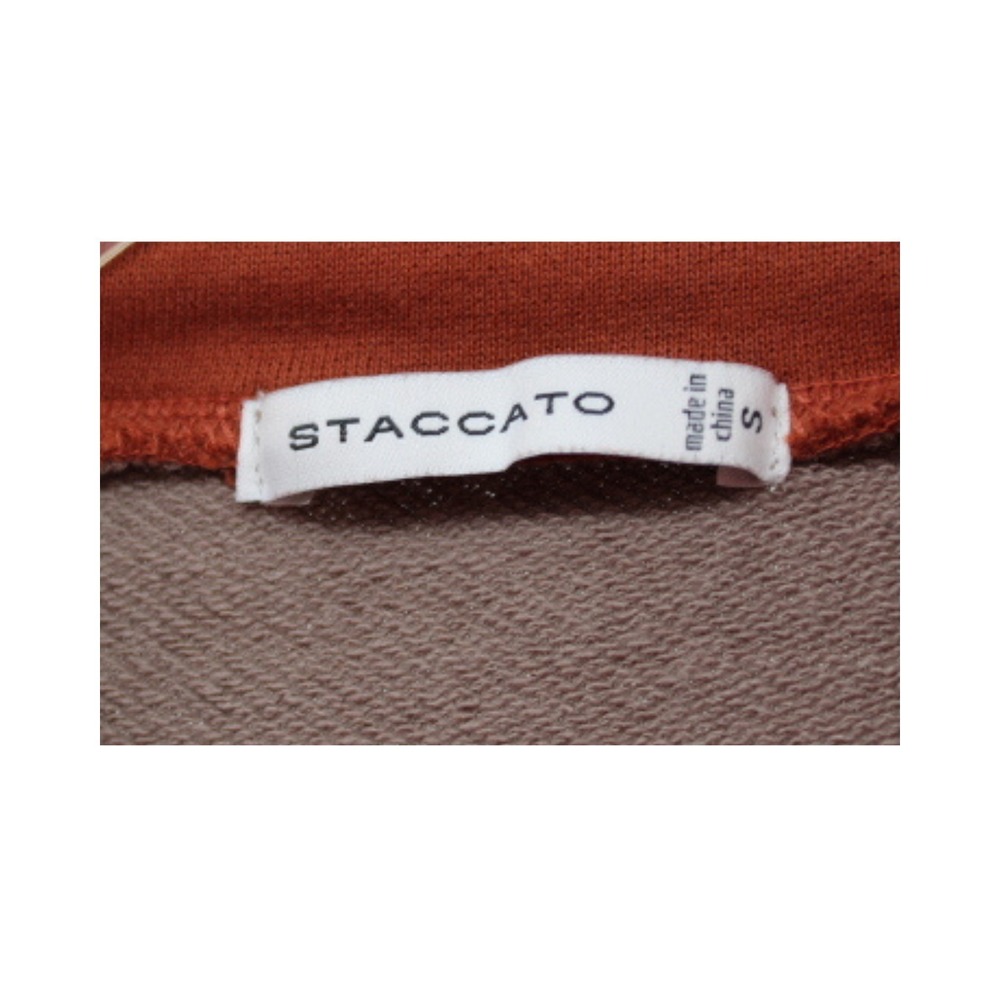 Staccato Womens Quarter Zip Sweatshirt Small Rust Brown Cream Colorblock - Picture 5 of 5